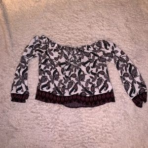 Off the Shoulders paisley print top